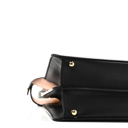 Fendi Vitello Seta Shiny Nappa Medium Peekaboo I SEE U Satchel Black Light Rose 8 of 9