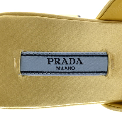 Prada Satin Crystal Logo 90mm Slide Sandals 36 Ananas 7 of 8