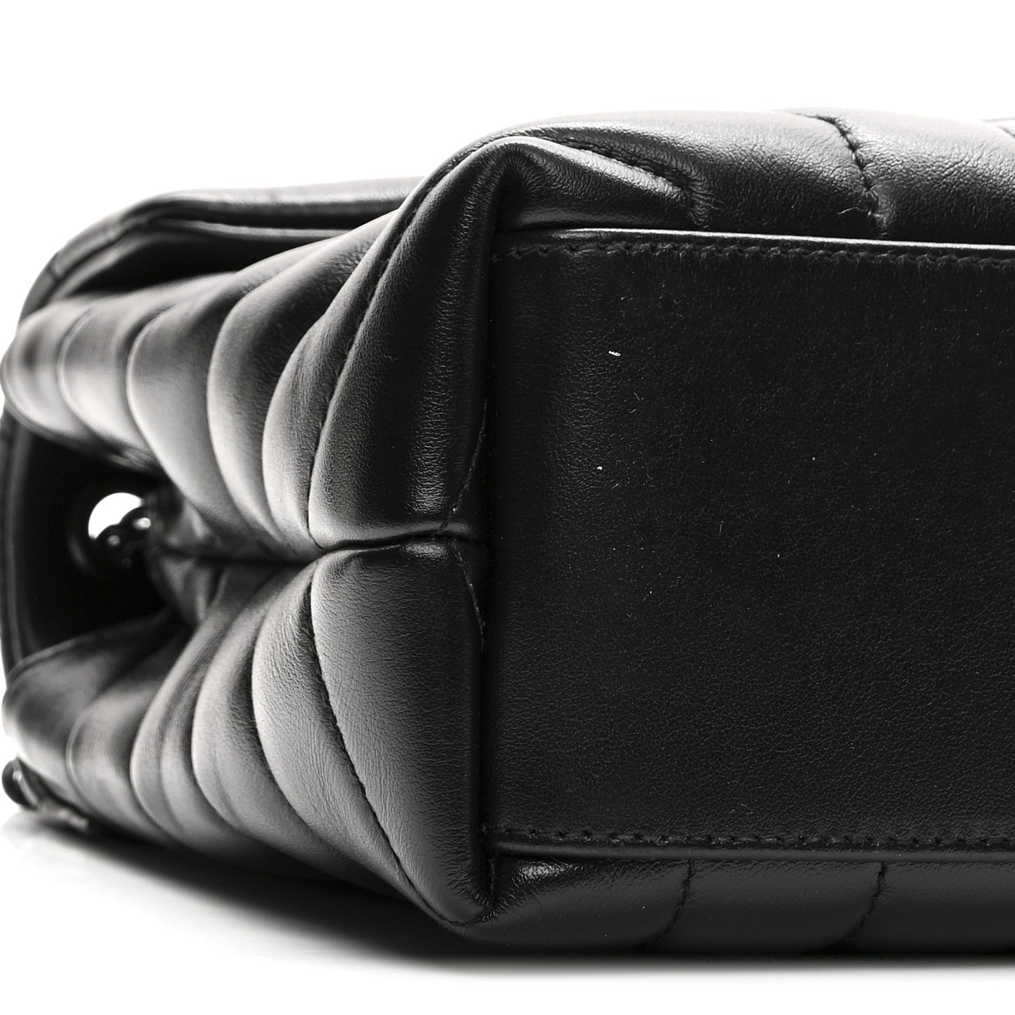 Calfskin Y Quilted Monogram Monochrome Small Loulou Chain Satchel Black