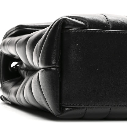 Saint Laurent Calfskin Y Quilted Monogram Monochrome Small Loulou Chain Satchel Black 9 of 10