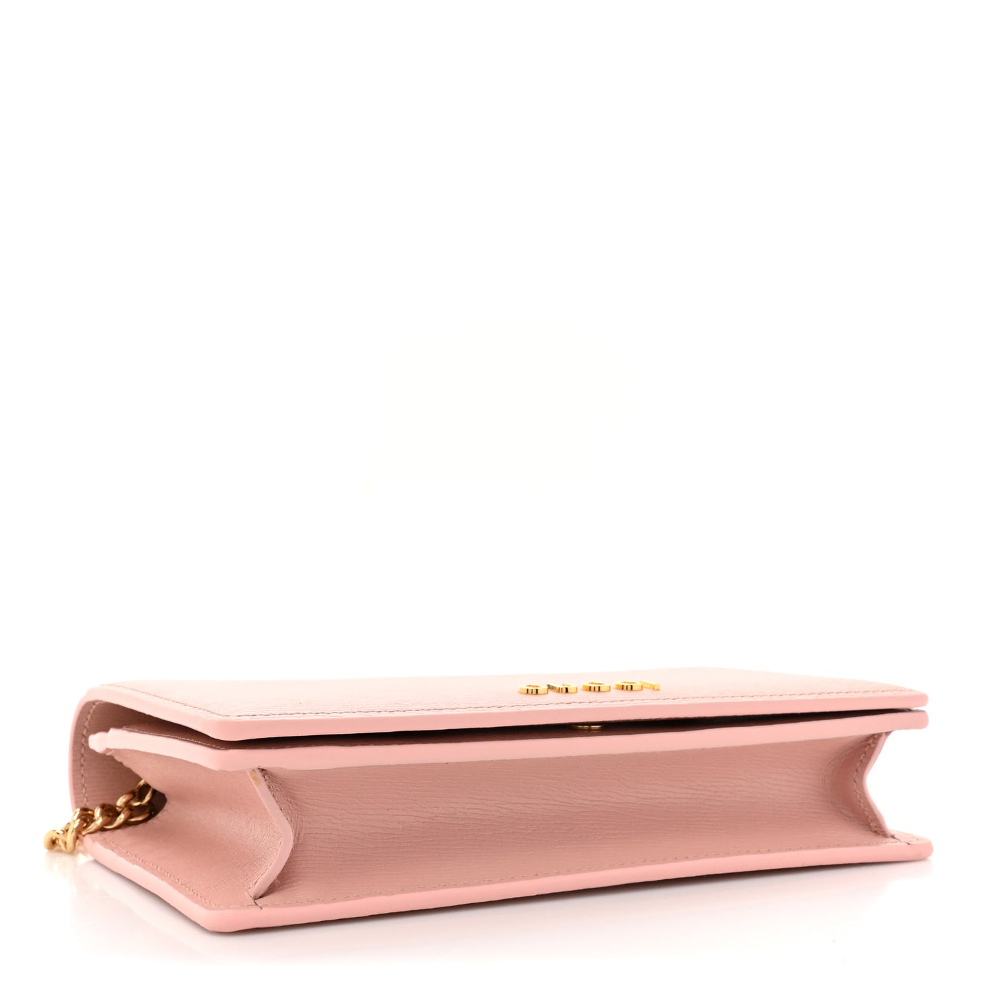 Textured Calfskin Script Logo Wallet On Chain Light Pink