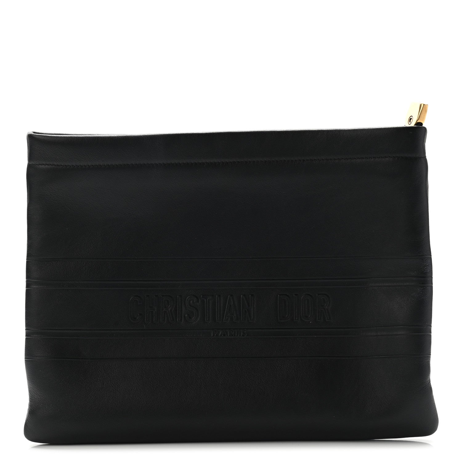 Christian Dior Calfskin Medium Diordouble Zip Pouch Black 1 of 9