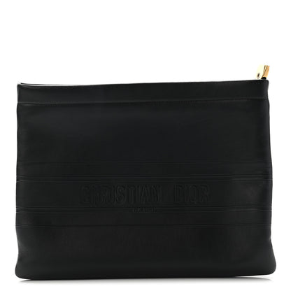 Christian Dior Calfskin Medium Diordouble Zip Pouch Black 1 of 9