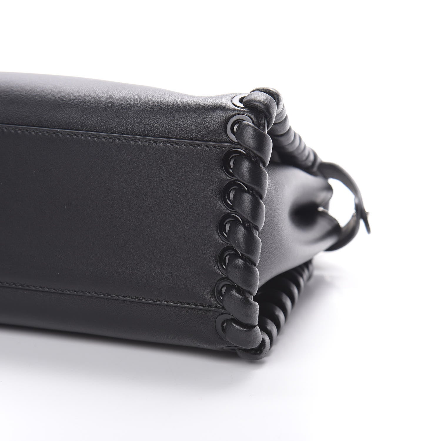 Fendi Nappa Lace Up Mini Peekaboo Iconic Satchel Black 11 of 11