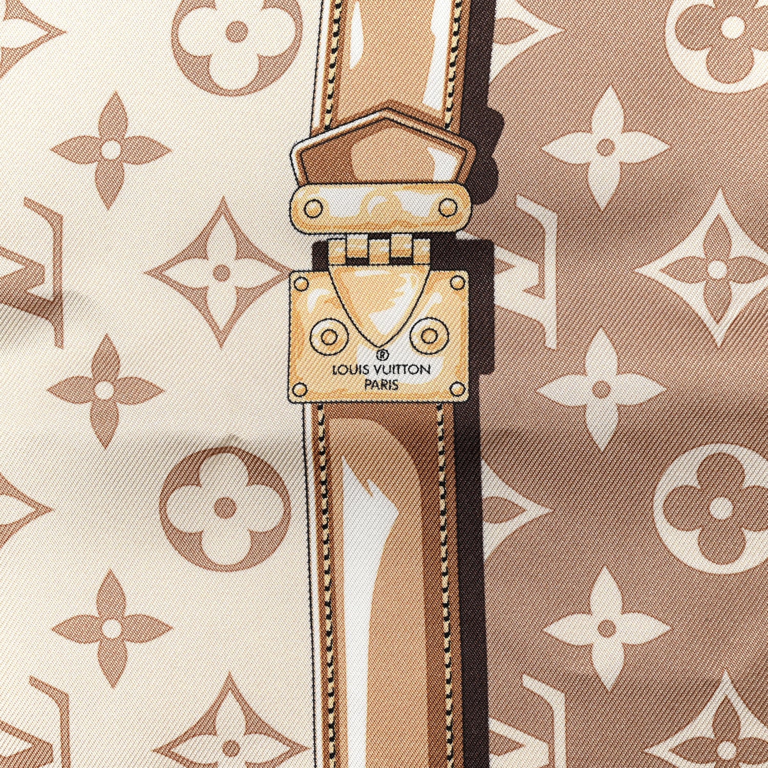 Louis Vuitton Silk Monogram Denimgram Confidential Square 90 Scarf Beige 3 of 3