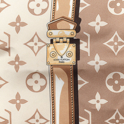 Louis Vuitton Silk Monogram Denimgram Confidential Square 90 Scarf Beige 3 of 3