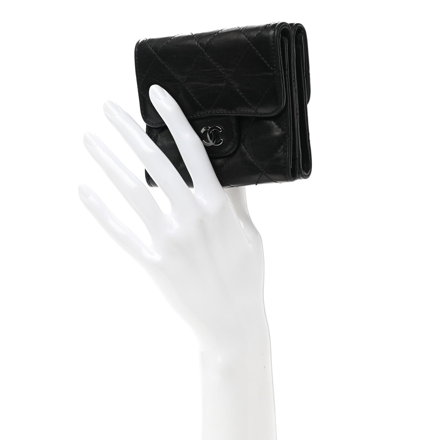 Lambskin Quilted Double Sided Wallet Black