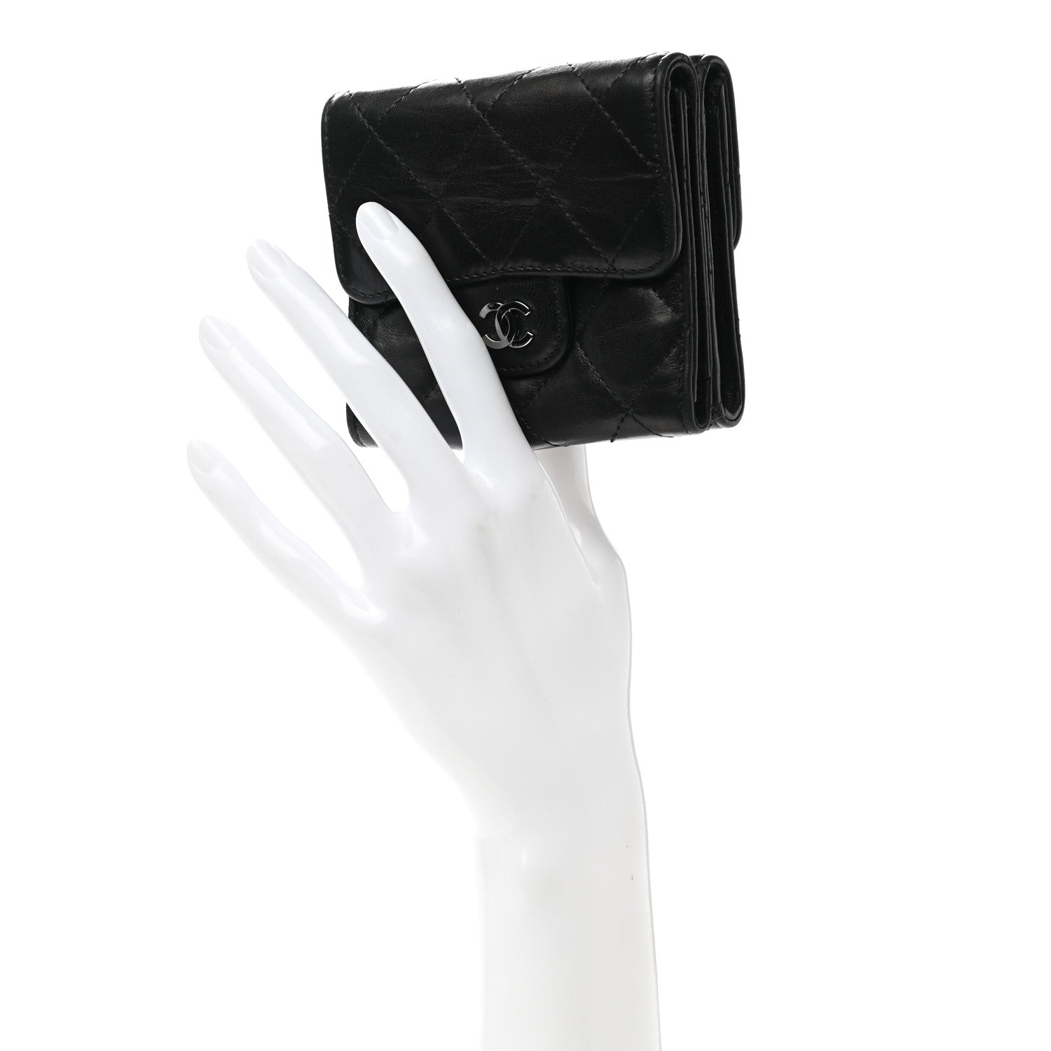 Chanel Lambskin Quilted Double Sided Wallet Black 2 of 10