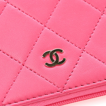Chanel Lambskin Quilted Zip Pouch Pink 6 of 7
