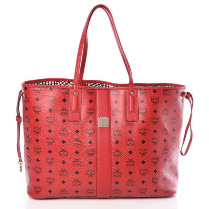 MCM Visetos Medium Liz Reversible Shopper Tote Ruby Red 3 of 14