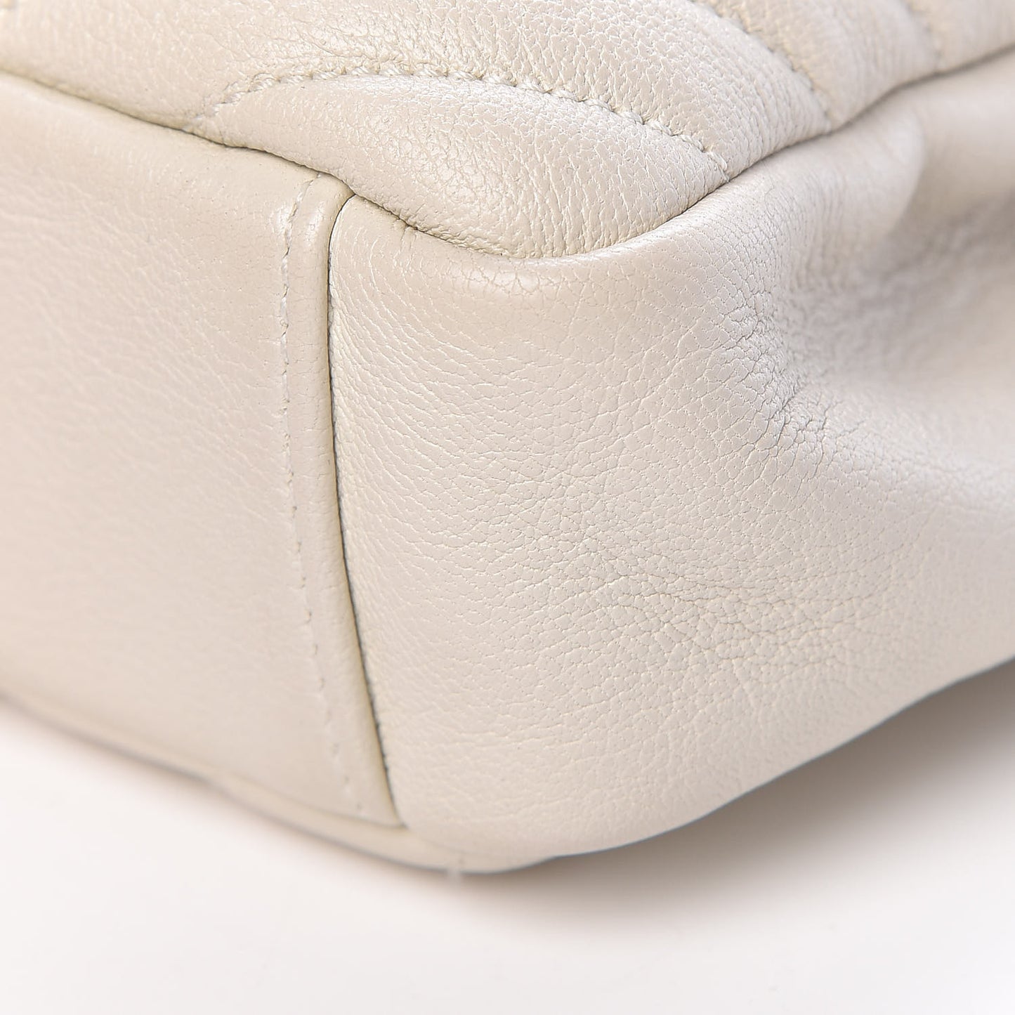 Sheepskin Matelasse Chevron Monogram Medium College Bag Dove White