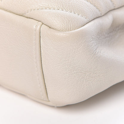Saint Laurent Sheepskin Matelasse Chevron Monogram Medium College Bag Dove White 10 of 17