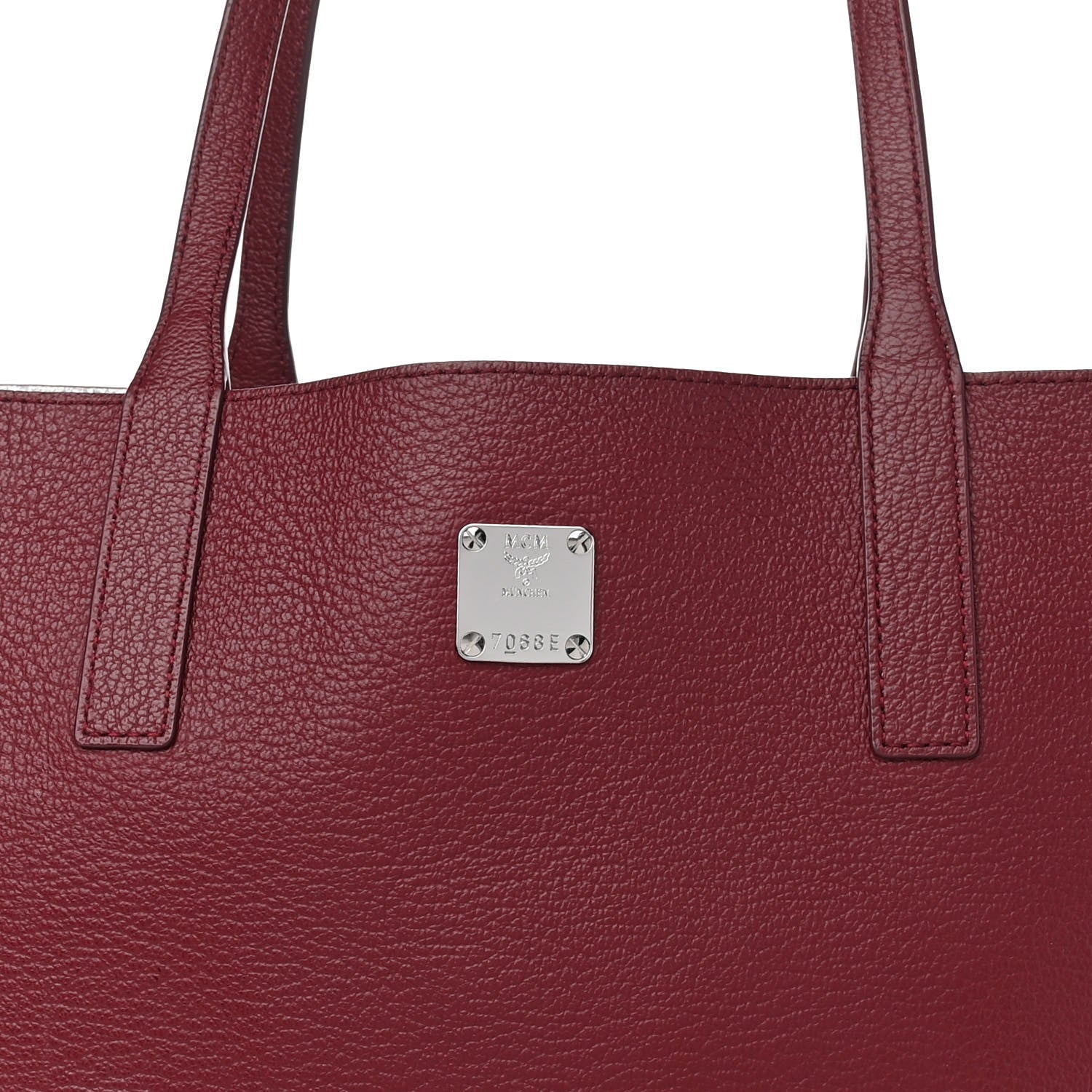 MCM Grained Calfskin Medium Reversible Wandel Tote Ruby Tan 11 of 16