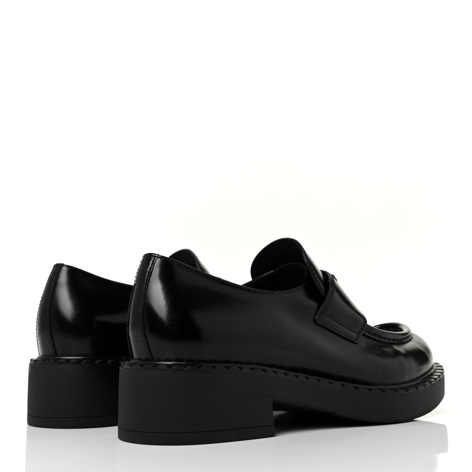Prada Spazzolato Metal Triangle Logo 50mm Loafers 39 Black 4 of 8