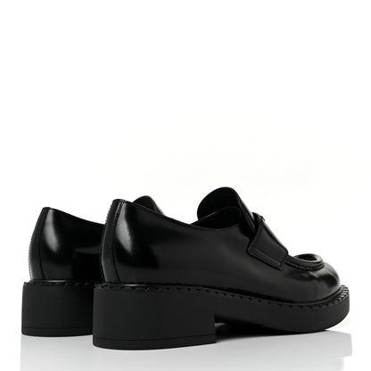 Prada Spazzolato Metal Triangle Logo 50mm Loafers 39 Black 4 of 8