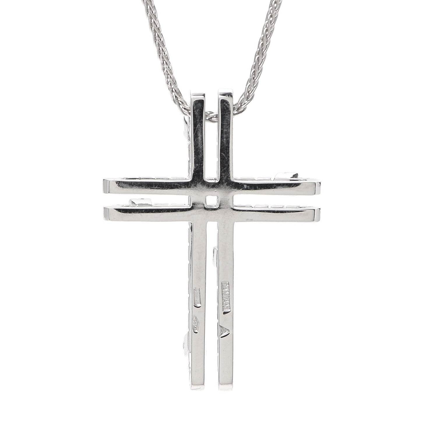 18K White Gold Diamond Lorenzo Cross Pendant Necklace