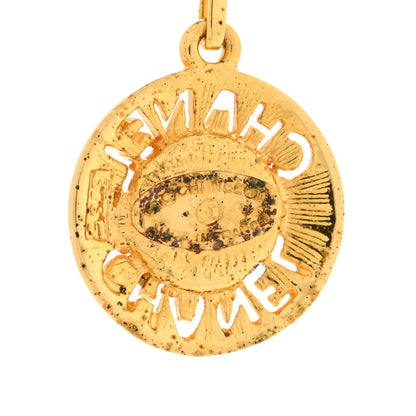 Chanel Metal Gripoix Poured Glass Pendant Necklace Gold Blue 7 of 8