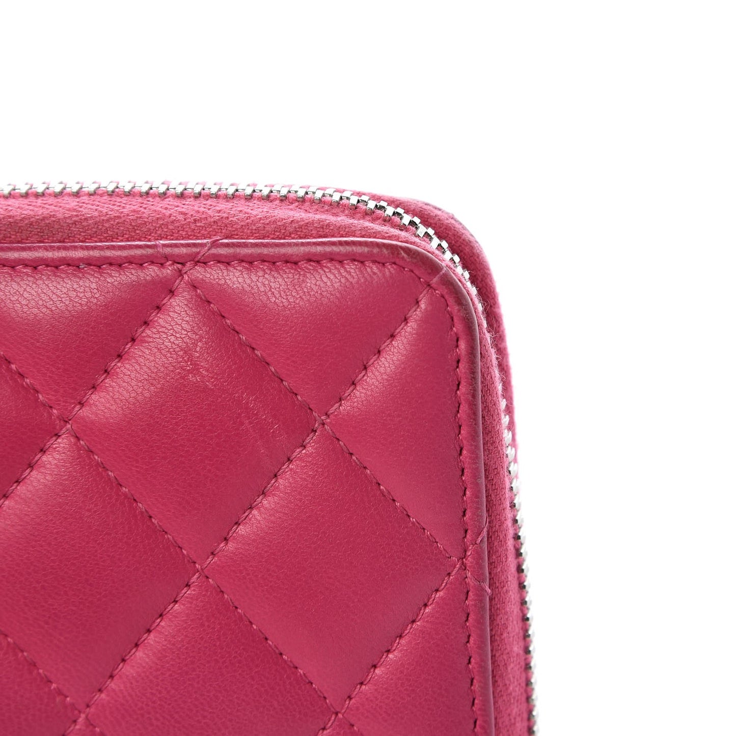 Lambskin Quilted Large Gusset Zip Around Wallet Pink