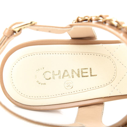 Chanel Crumpled Calfskin Chain Sandals 36 Beige 8 of 10