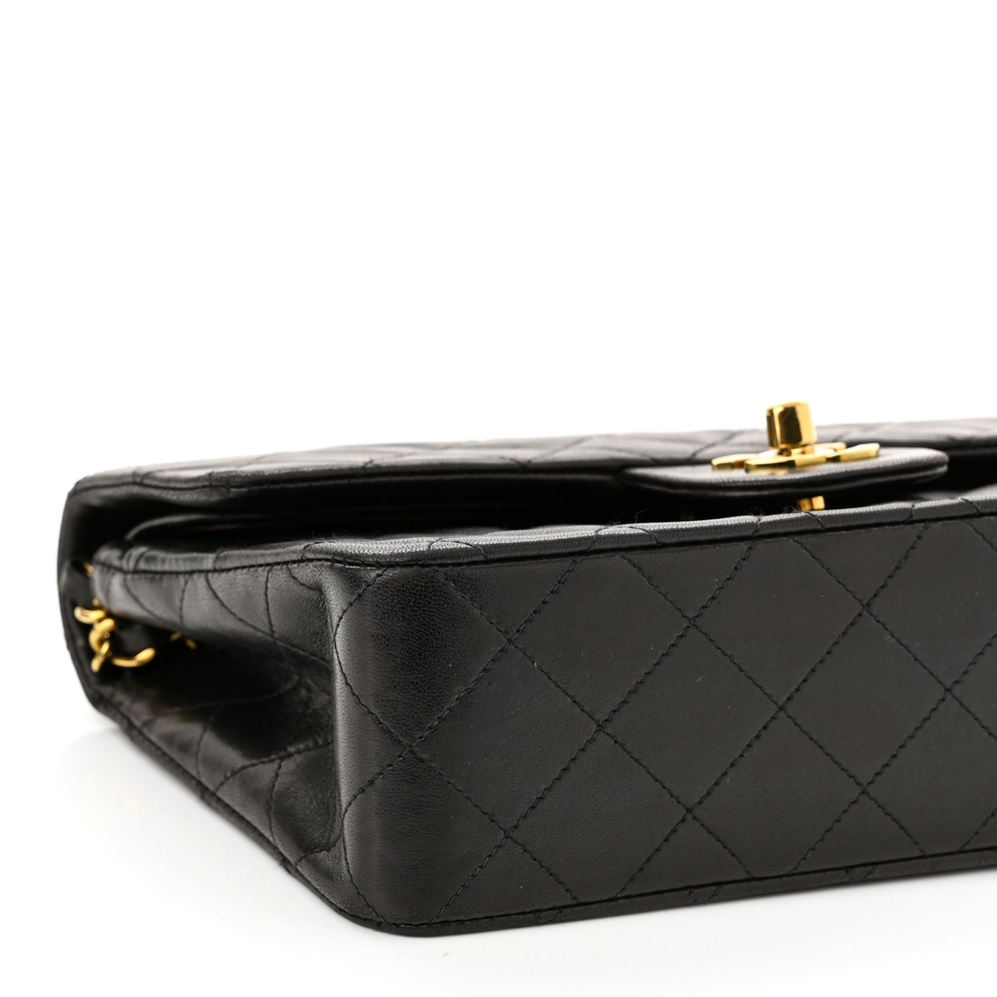 Lambskin Quilted Small Double Flap Black