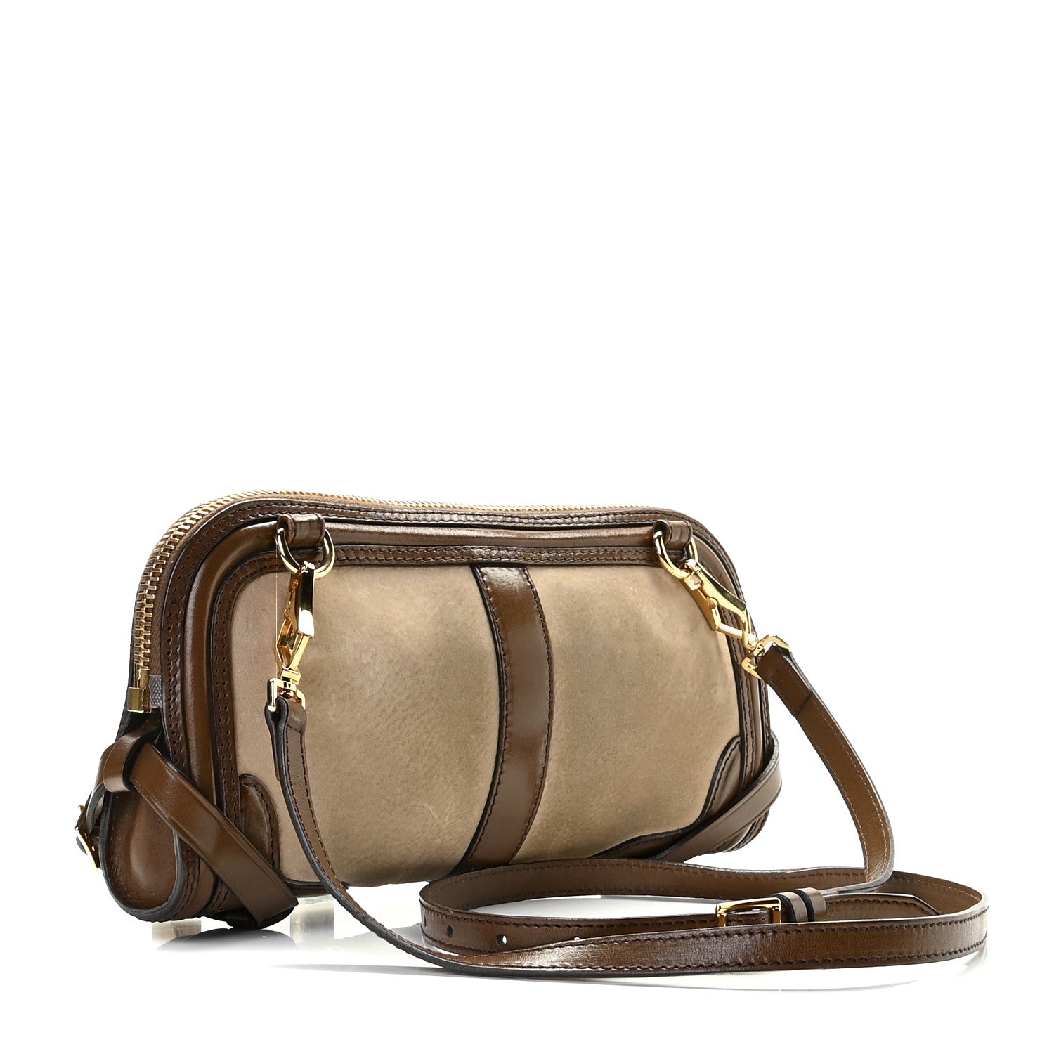 Burberry Bridle Nubuck Alma Fox Clutch Taupe Brown 3 of 12