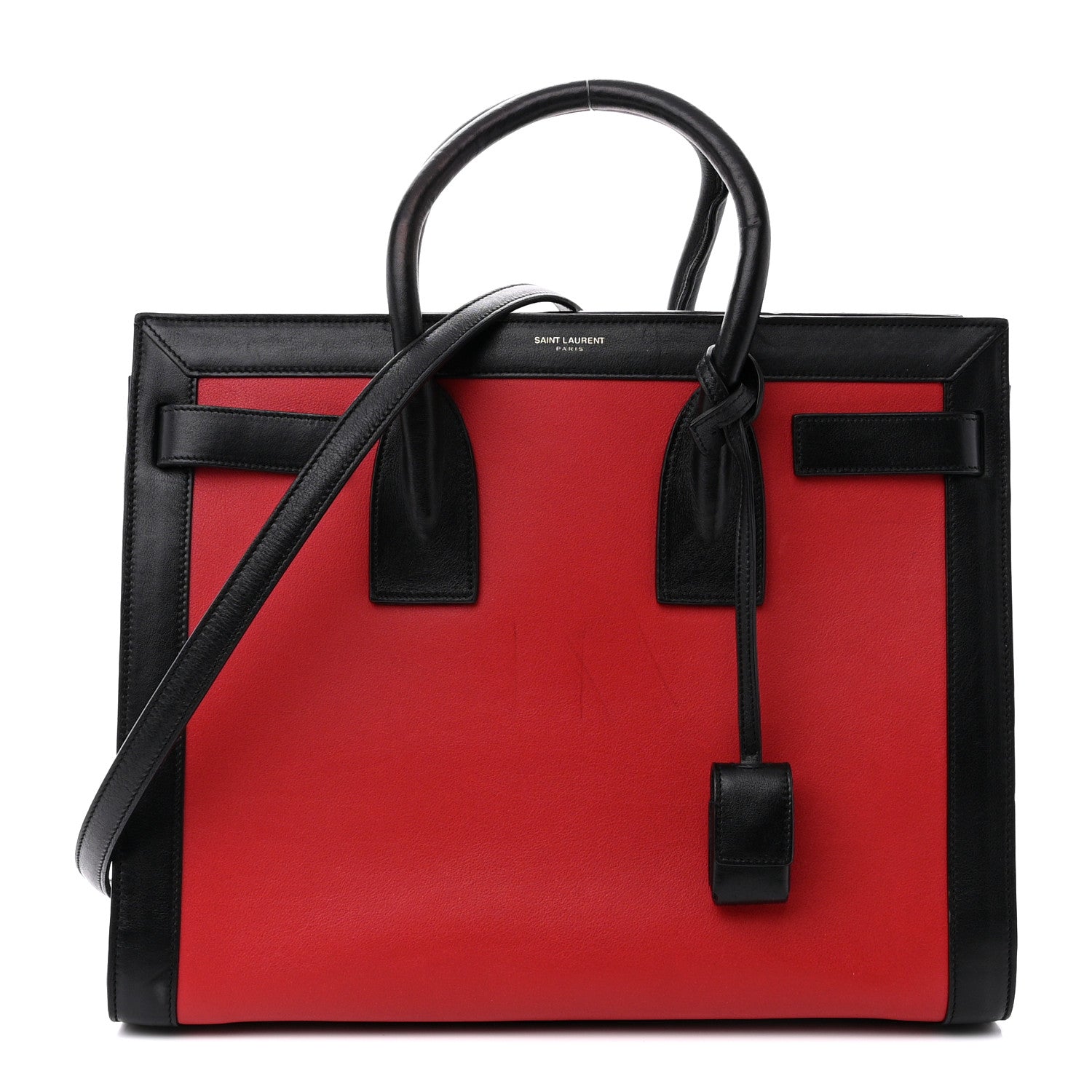 Saint Laurent SAINT LAURENT Calfskin Bi-Color Nano Sac De Jour Red Black 1 of 21