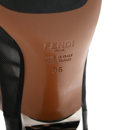 Fendi Technical Mesh Vitello Gommato FF Sock Boot Pumps 36 Tobacco Moro Black 7 of 9
