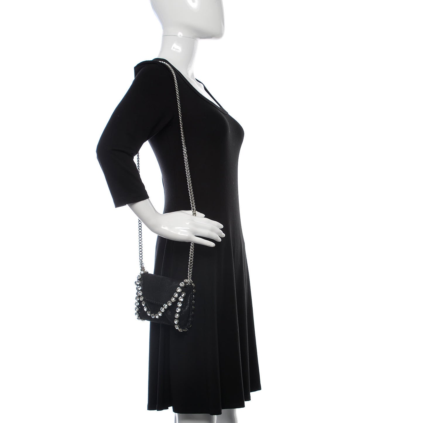 Shaggy Deer Tiny Fold Over Falabella Crystal Crossbody Black