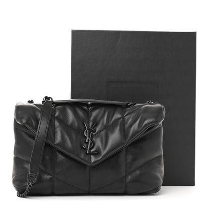Saint Laurent Lambskin Quilted Toy Loulou Puffer Monogram Monochrome Chain Satchel Black 11 of 11