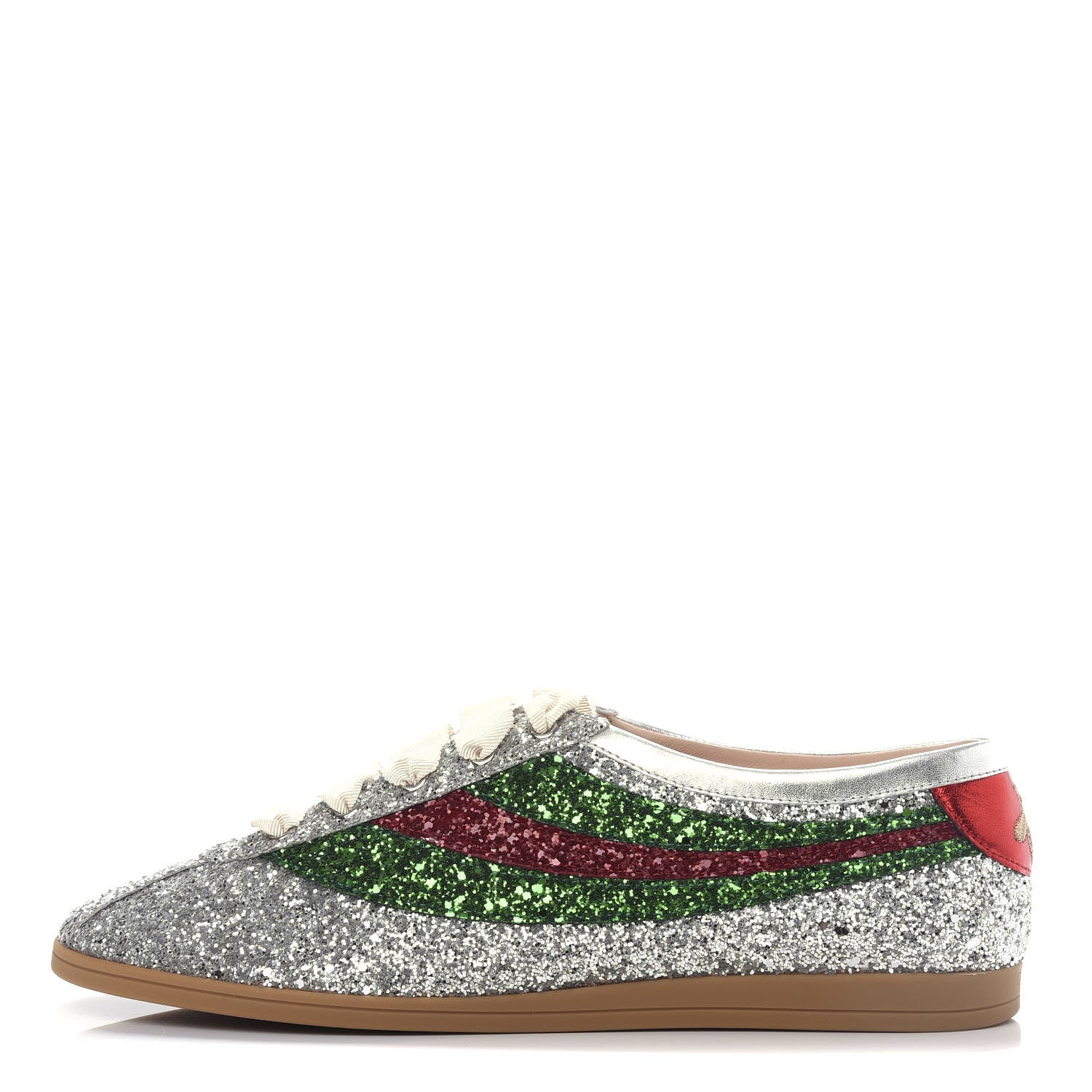 Gucci Glitter Fabric Web Mens Falacer Sneakers 9 Silver 1 of 12