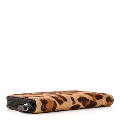 Prada Calf Hair Leopard Zip Wallet Miele Moro 4 of 16