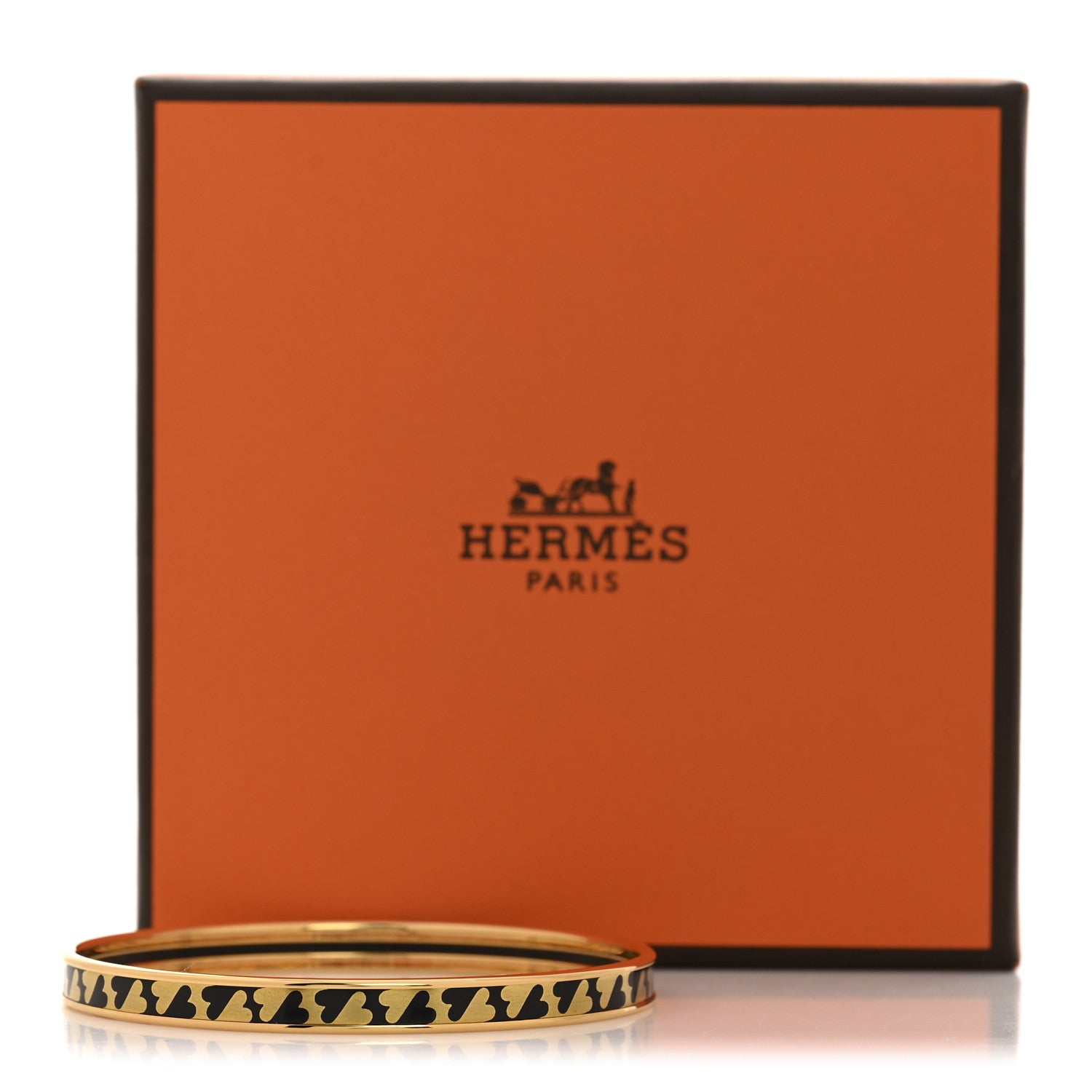 Hermes Enamel Printed Extra Narrow Cartes A Jouer Bracelet 62 Or Black 6 of 6