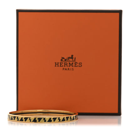 Hermes Enamel Printed Extra Narrow Cartes A Jouer Bracelet 62 Or Black 6 of 6
