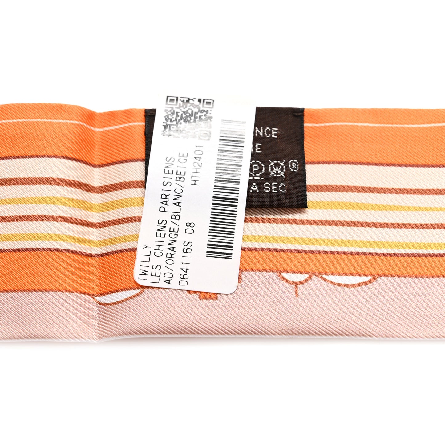 Silk Les Chiens Parisiens Twilly Orange White Beige