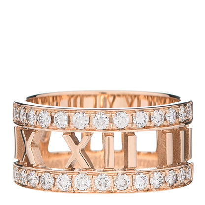 Tiffany 18K Rose Gold Diamond Wide Atlas Open Ring 49 4.75 1 of 6
