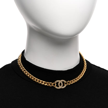 Chanel Crystal Chain Link CC Choker Necklace Gold 2 of 6