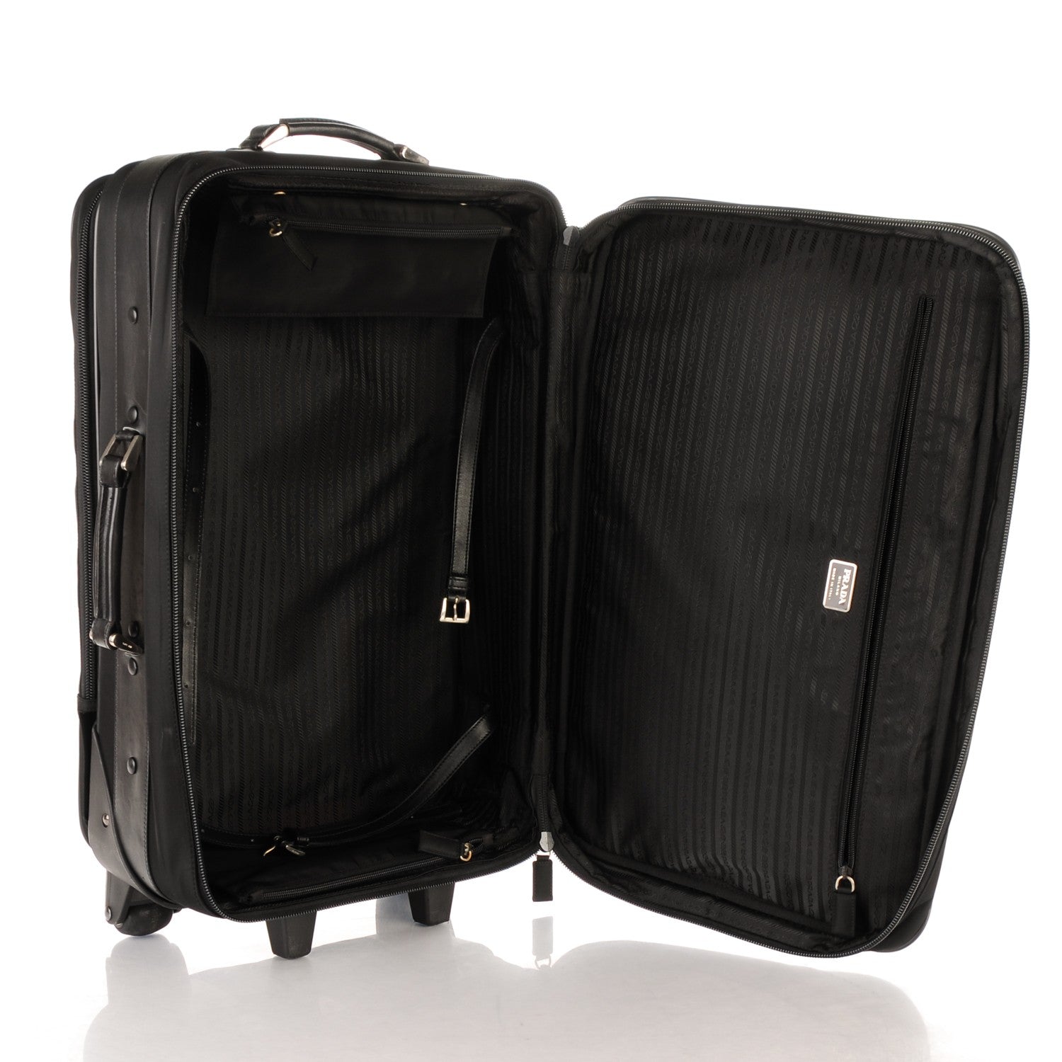 Prada Tessuto Saffiano Trolley Luggage Nero Black 7 of 8