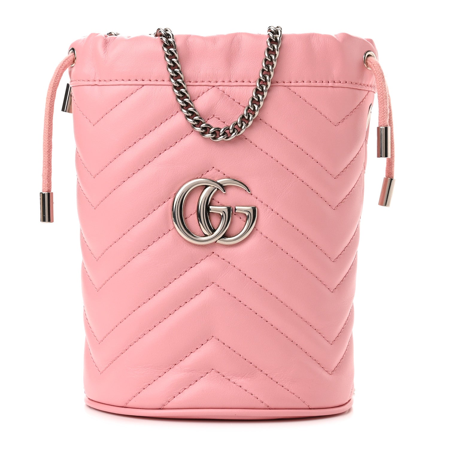 Gucci Calfskin Matelasse Mini GG Marmont 2.0 Bucket Bag Wild Rose 1 of 11