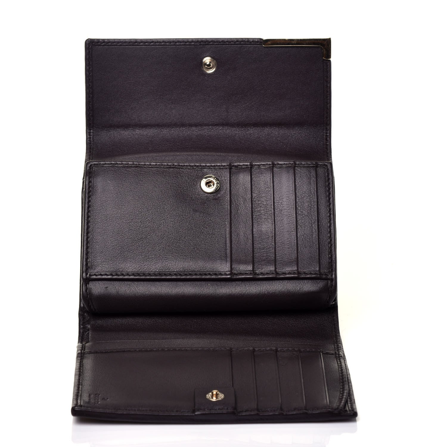 Gucci Monogram Margaux Calfskin Dice Compact Trademark Wallet Beige Ebony Cocoa 5 of 7