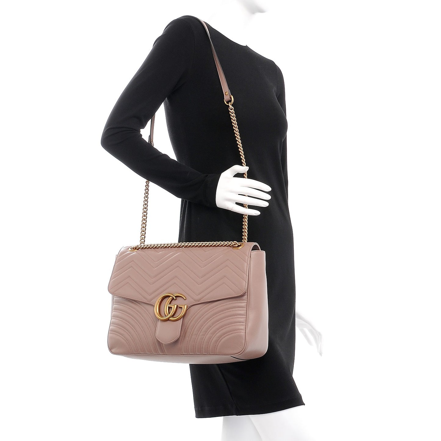 Calfskin Matelasse Heart Large GG Marmont Shoulder Bag Porcelain Rose