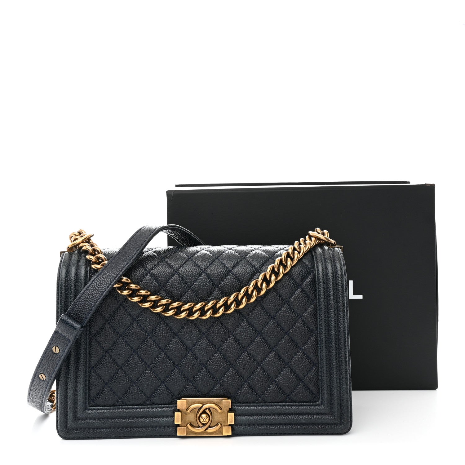 Chanel Caviar Quilted New Medium Boy Flap Navy 11 of 11