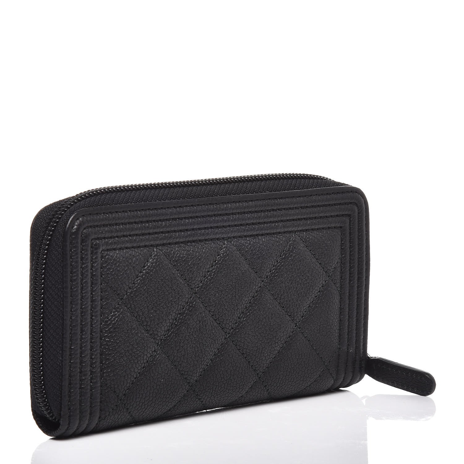 Chanel Caviar Quilted Small Boy Zip Around Wallet Black 3 of 9