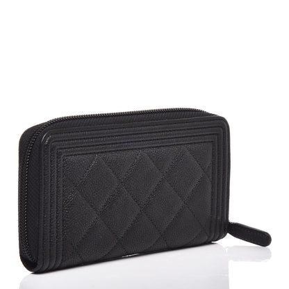 Chanel Caviar Quilted Small Boy Zip Around Wallet Black 3 of 9