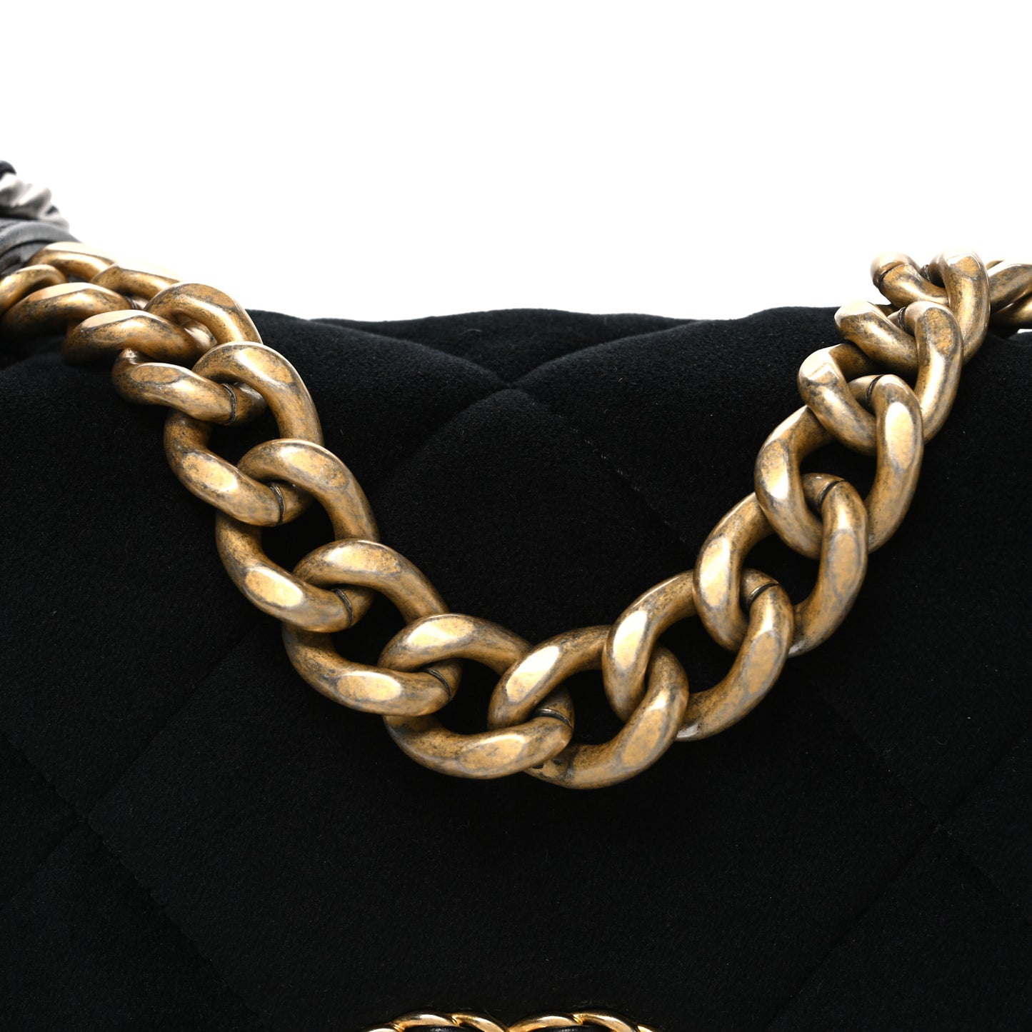 Velvet Quilted Medium Chanel 19 Flap Black