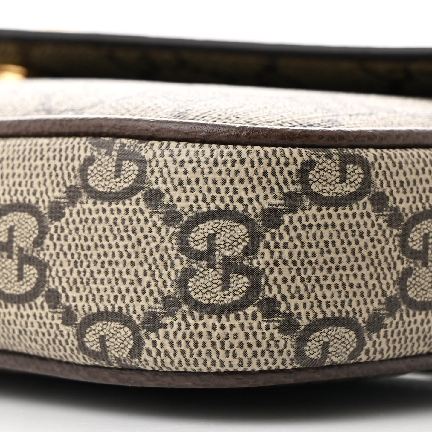 GG Supreme Monogram Textured Dollar Calfskin Web Mini Ophidia Envelope Shoulder Bag Beige Ebony New Acero