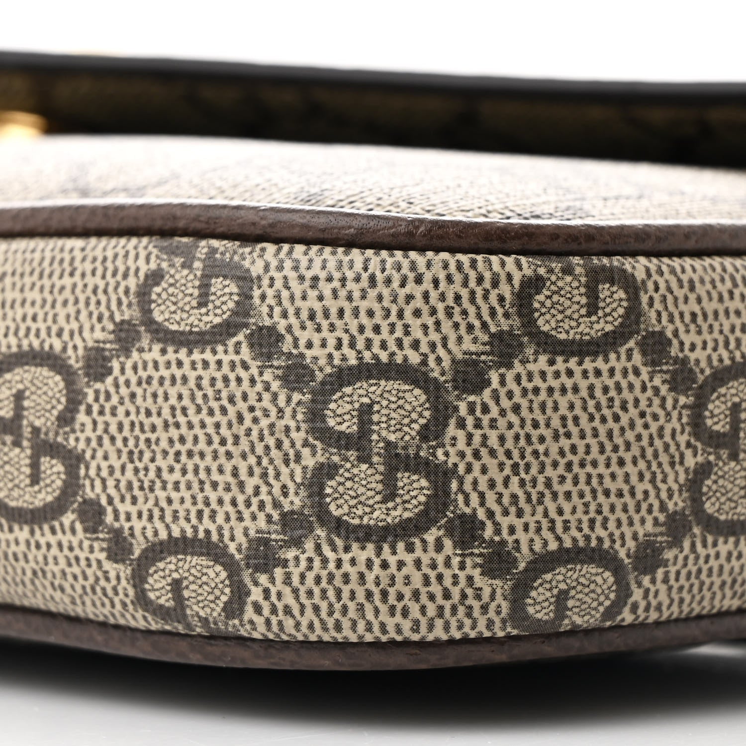 Gucci GG Supreme Monogram Textured Dollar Calfskin Web Mini Ophidia Envelope Shoulder Bag Beige Ebony New Acero 10 of 11