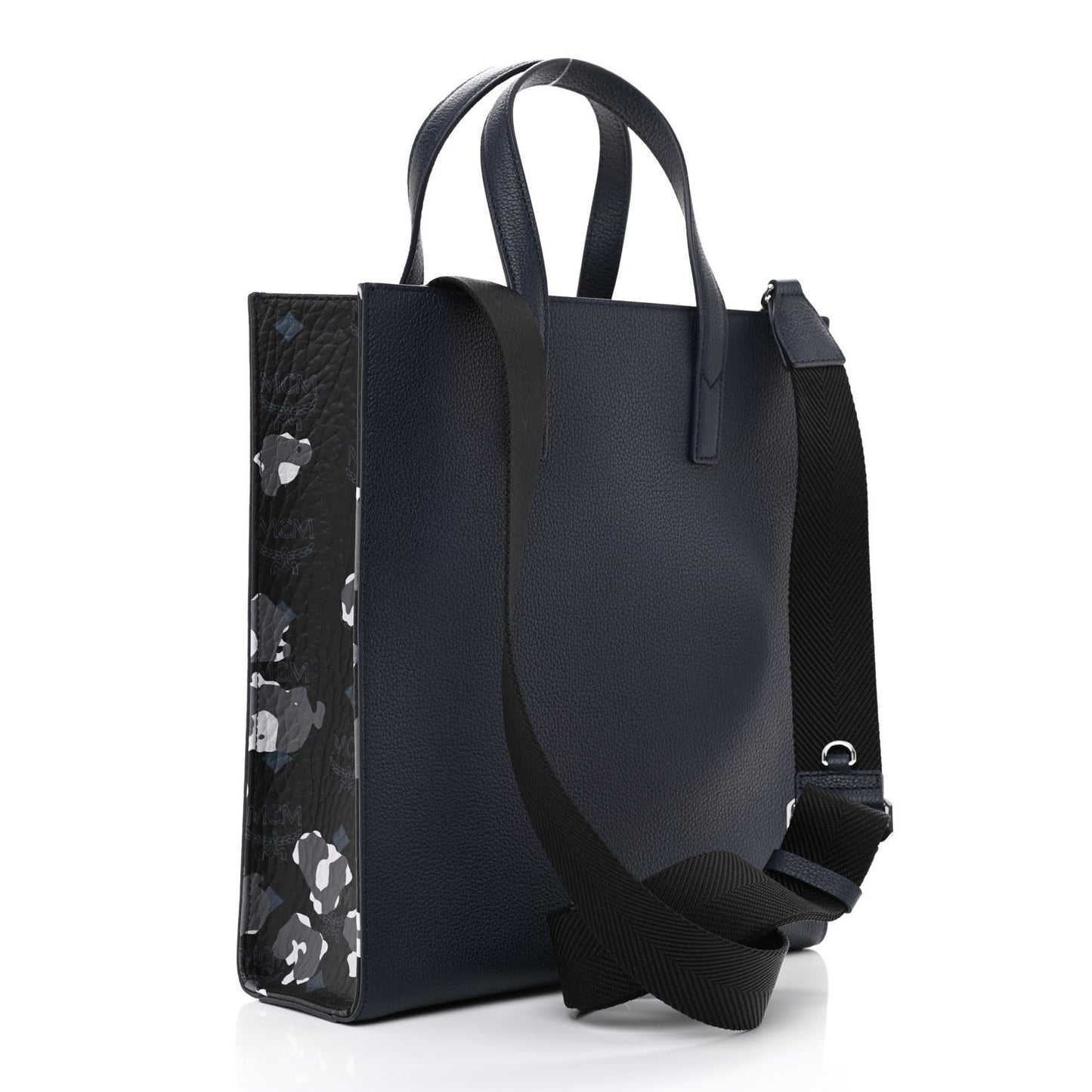 Grained Calfskin Camouflage Small Aren Tote Navy