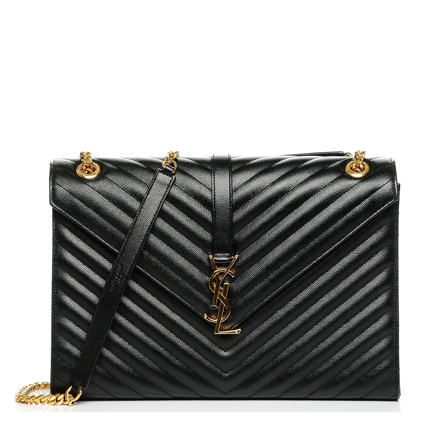 Grain De Poudre Matelasse Chevron Large Monogram Satchel Black