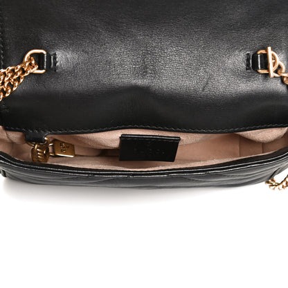 Gucci Calfskin Matelasse Super Mini GG Marmont Shoulder Bag Black 5 of 12