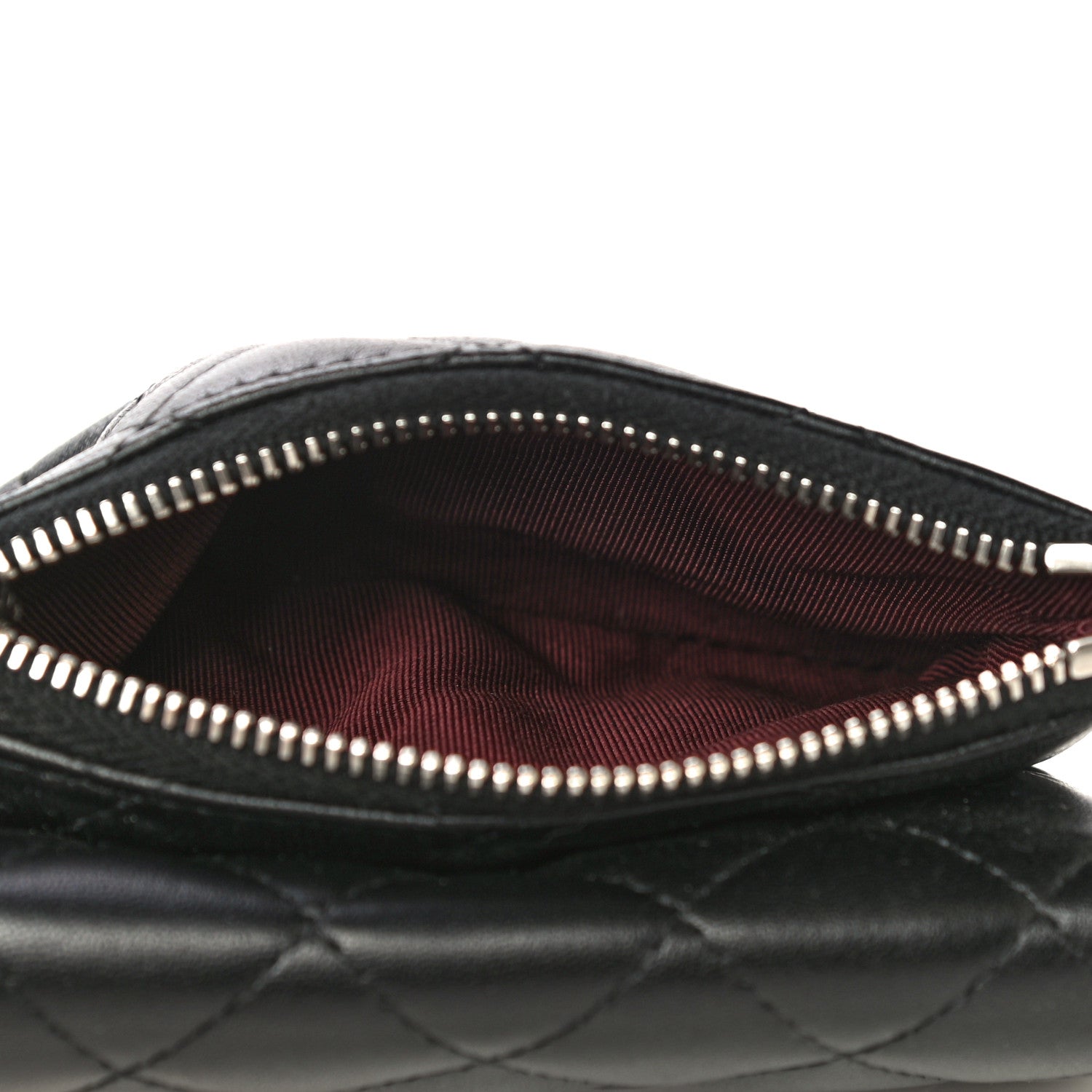 Chanel Lambskin Quilted Zip Card Holder Black 5 of 14